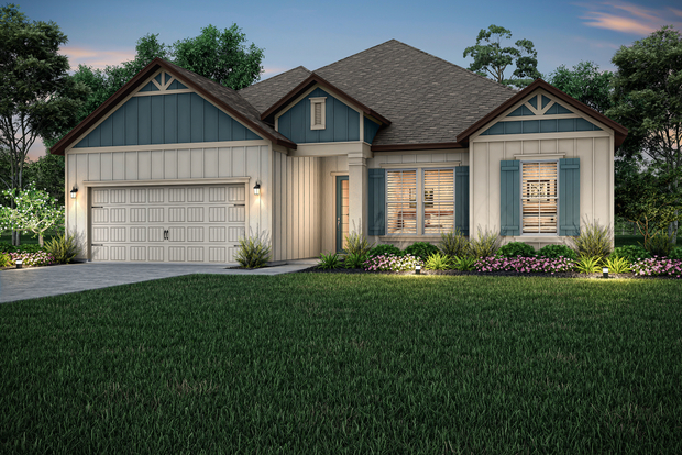 Leland dusk exterior elevation.