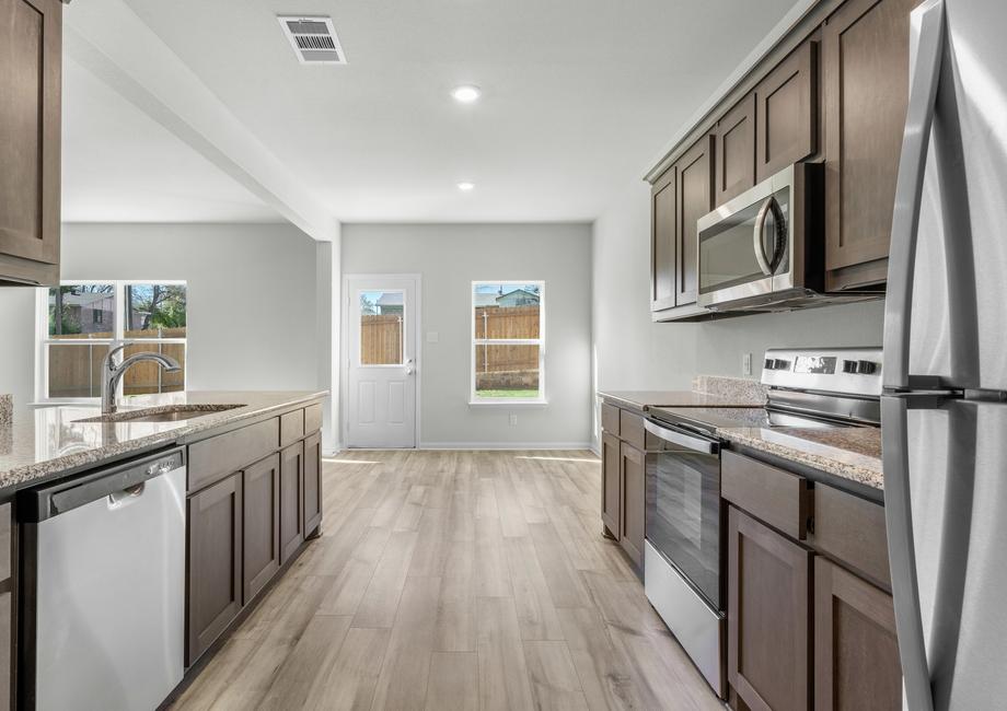 The kitchen of the Cypress has energy-efficient appliances.