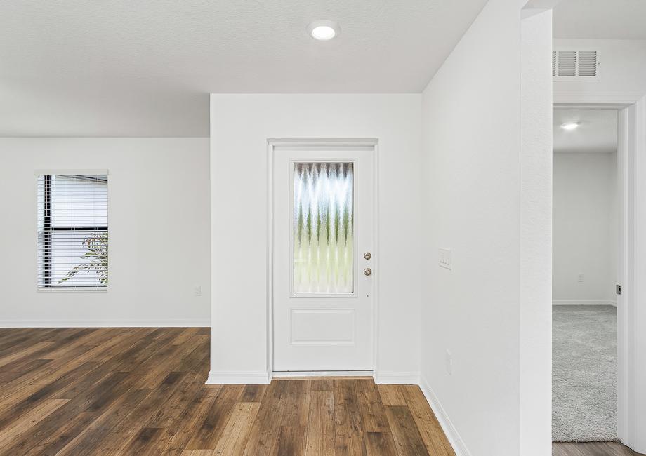The front door leads straight into the family room.