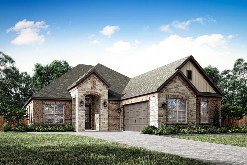 Rendering of the Hanna plan with a swing-load garage.