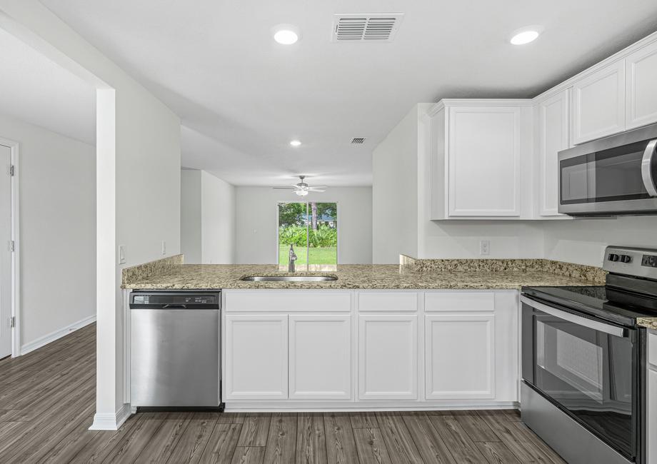 The kitchen of the Vero overlooks the family room