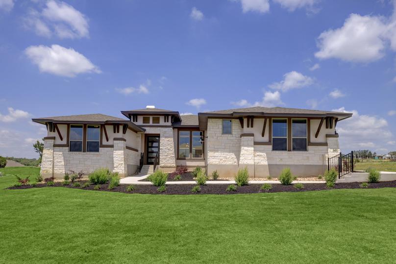 Exterior of the Hampton plan, showcasing package B with stunning finishes and landscaping.