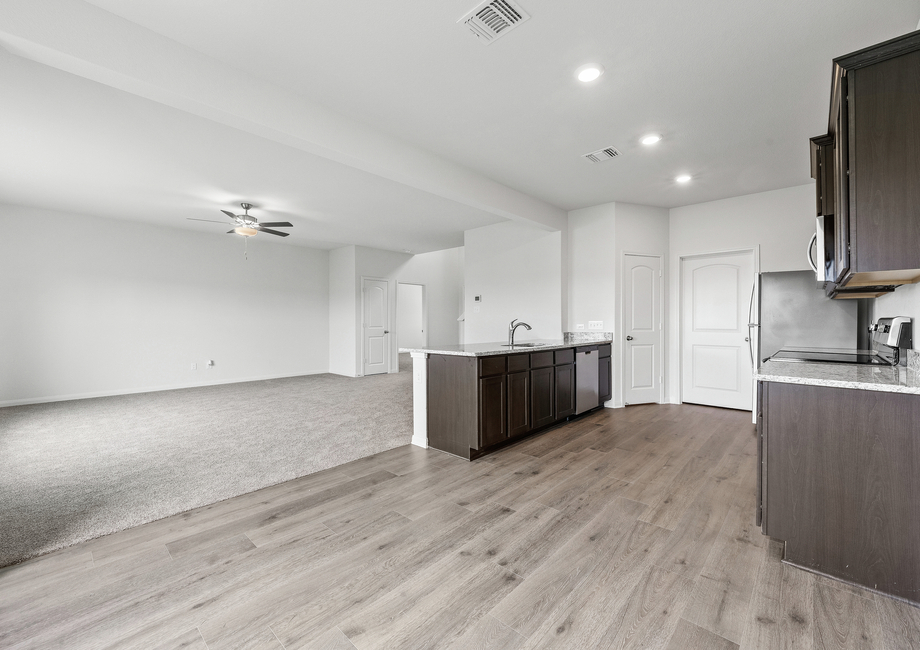 The kitchen of the Cypress has sprawling granite counters.