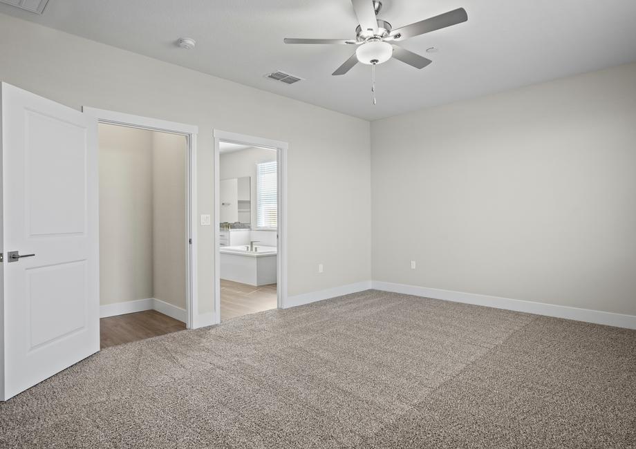 View of master bedroom and bathroom