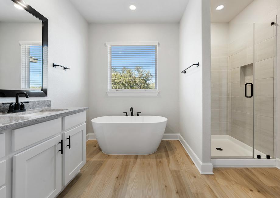 In the master bath you have a standalone tub and a walk-in shower.