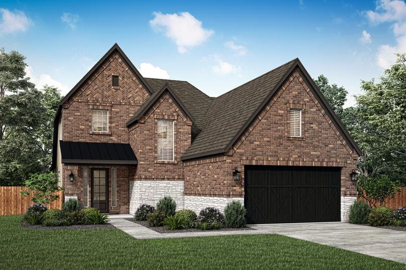 The Naomi plan has an luxurious brick and stone exterior.