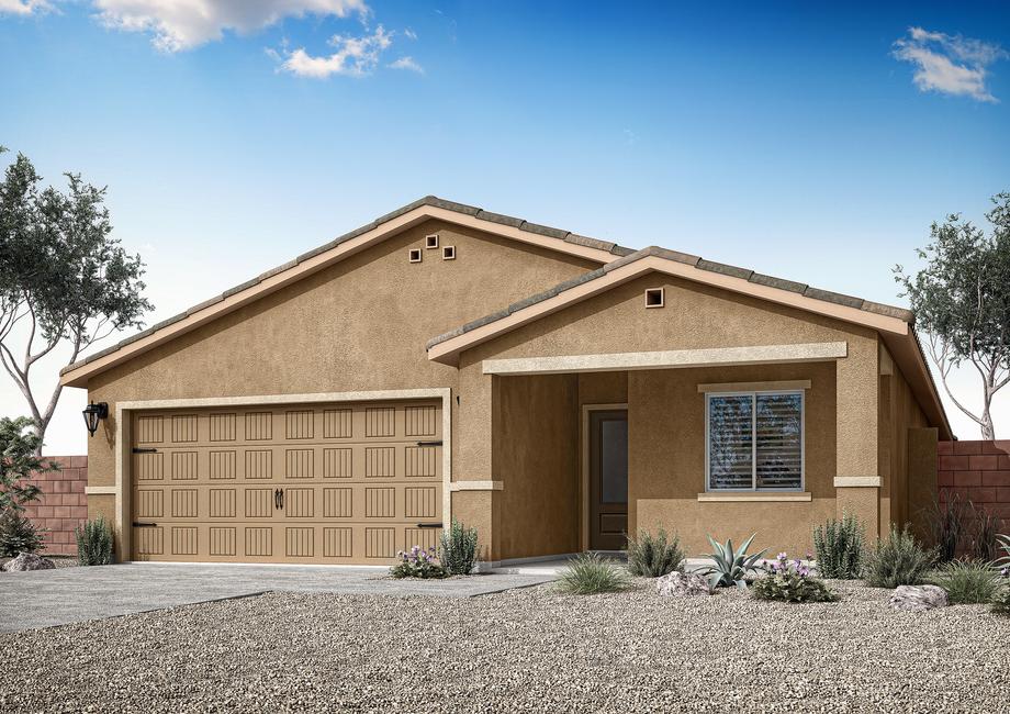 The Bisbee floor plan offers a spacious two-car garage and covered front porch.
