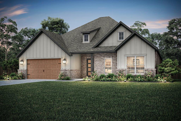 Dusk exterior elevation of the Fairview C.