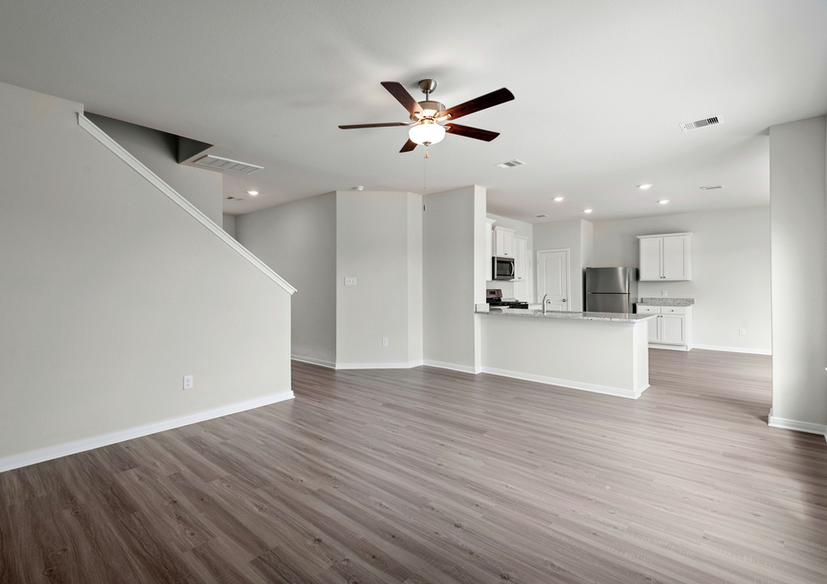 The foyer leads to a spacious family room