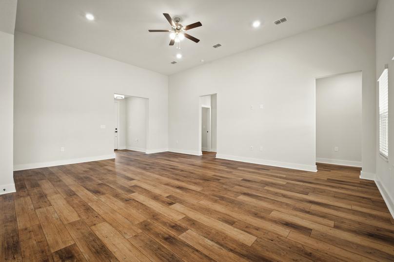 Gorgeous wood floors are located throughout the home.