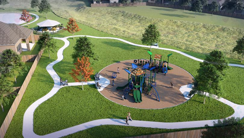 Rendering of the park at College Park in DFW, Texas.