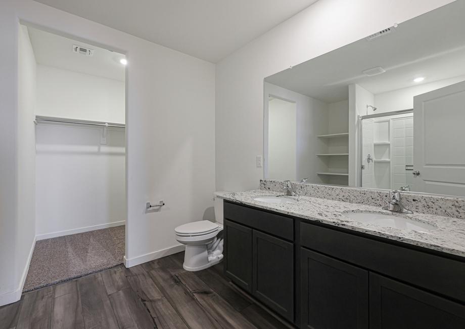 Take a look at this spacious master bath that leads to the walk-in closet.
