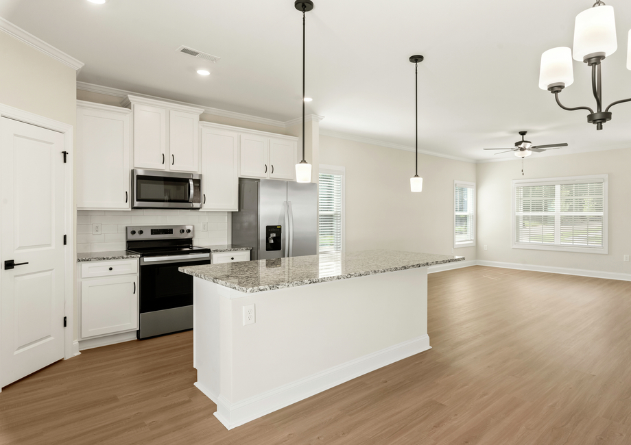 Spacious kitchen island.