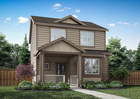 The Santiam is a beautiful two story home with siding.