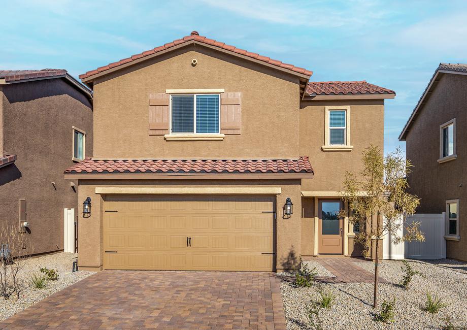 The Echo A is a beautiful two story home with stucco.