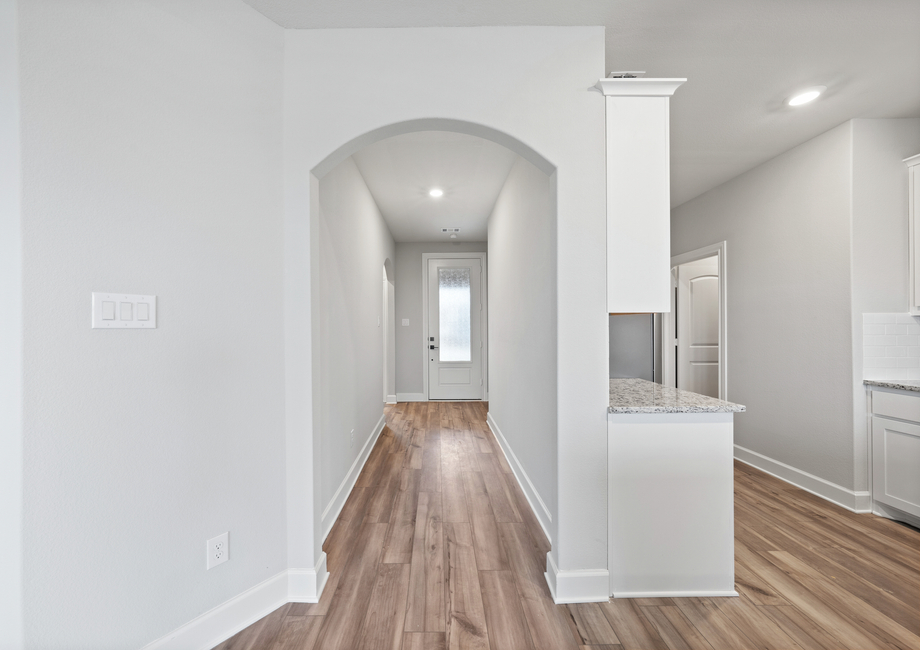 The foyer of the St. Clair leads right into the living room.