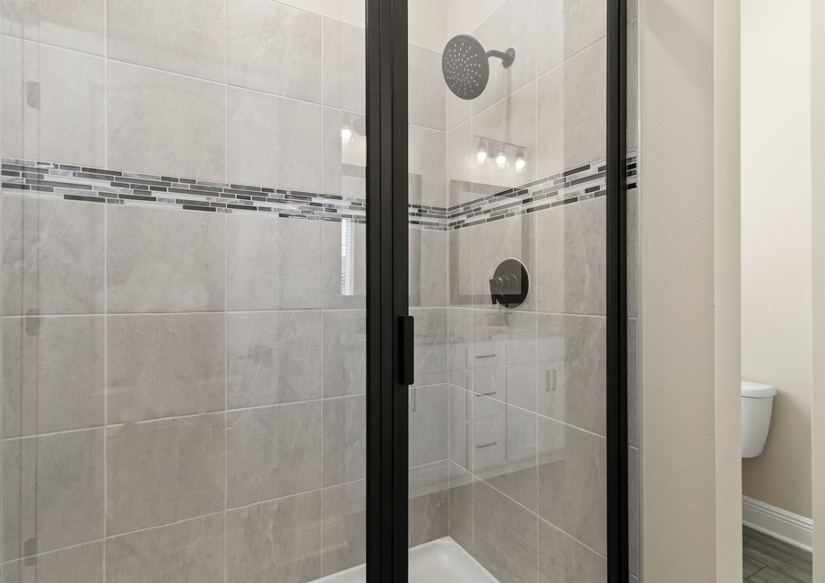 Step-in shower in the master bathroom