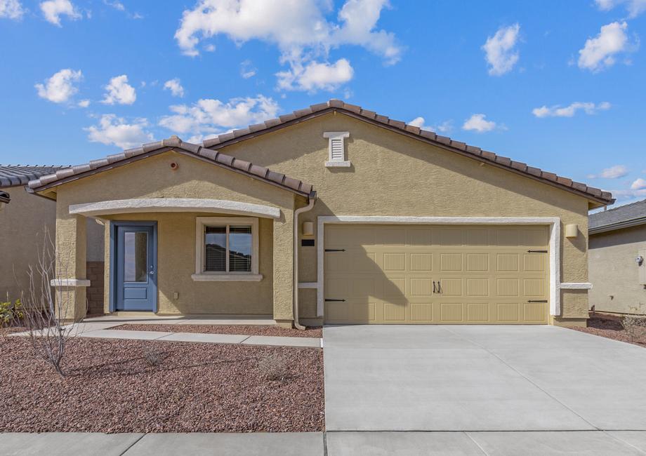 Exterior of the Taos with a two-car garage.