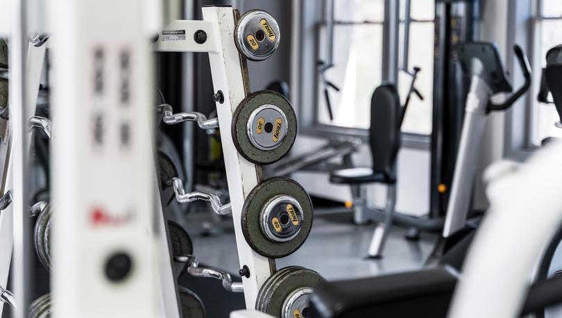 Weight rack in a gym