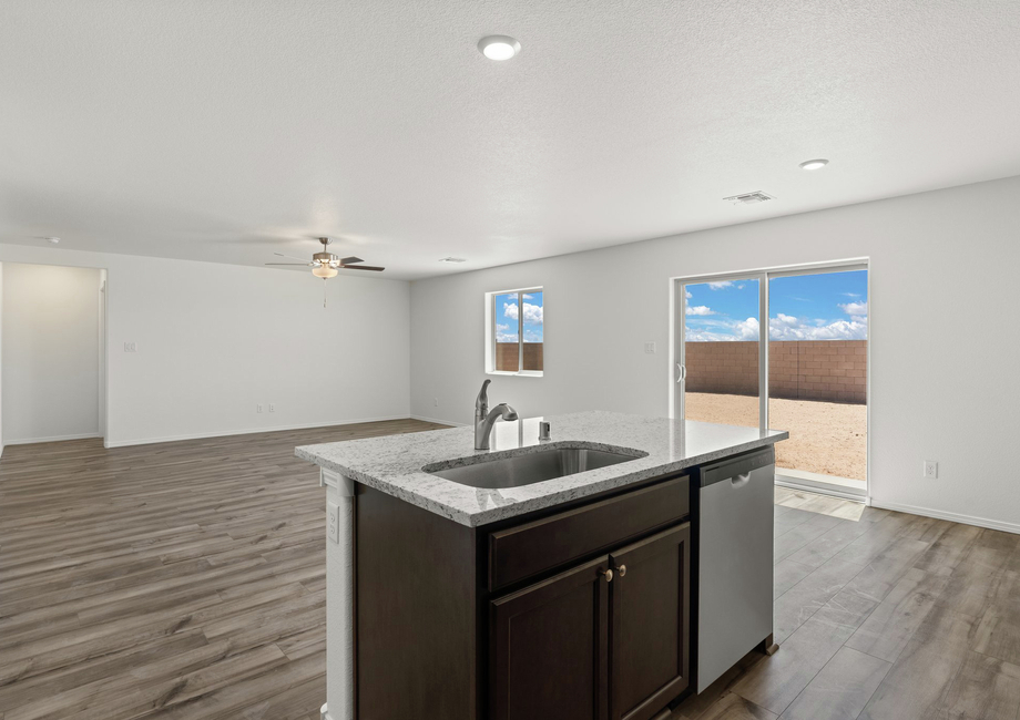 The dining room opens to the backyard.