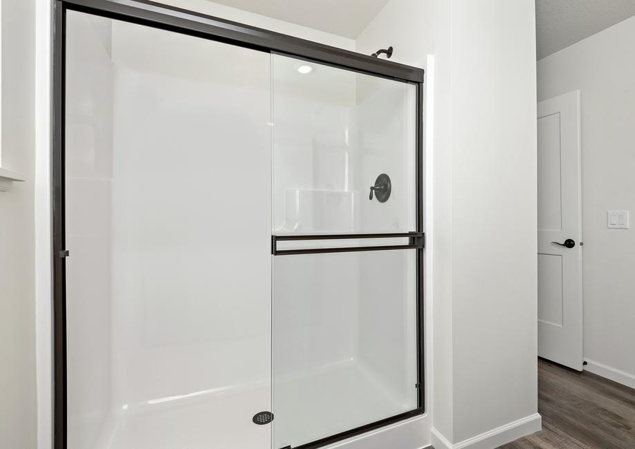 The master bathroom has a large step in shower