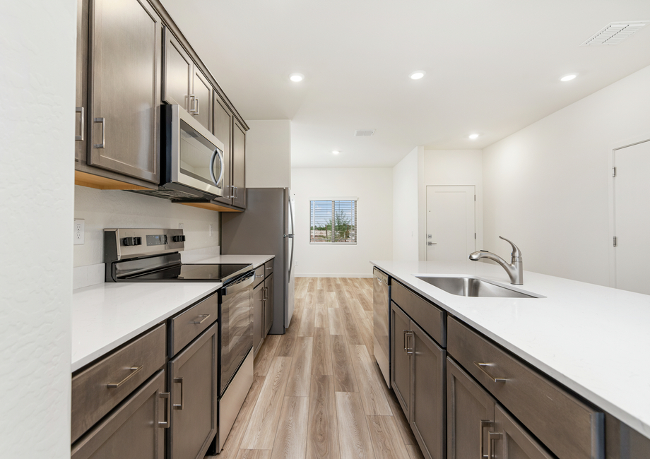 Each kitchen comes with stainless steel appliances included.