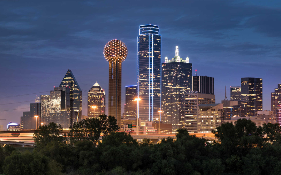 Dallas skyline at night