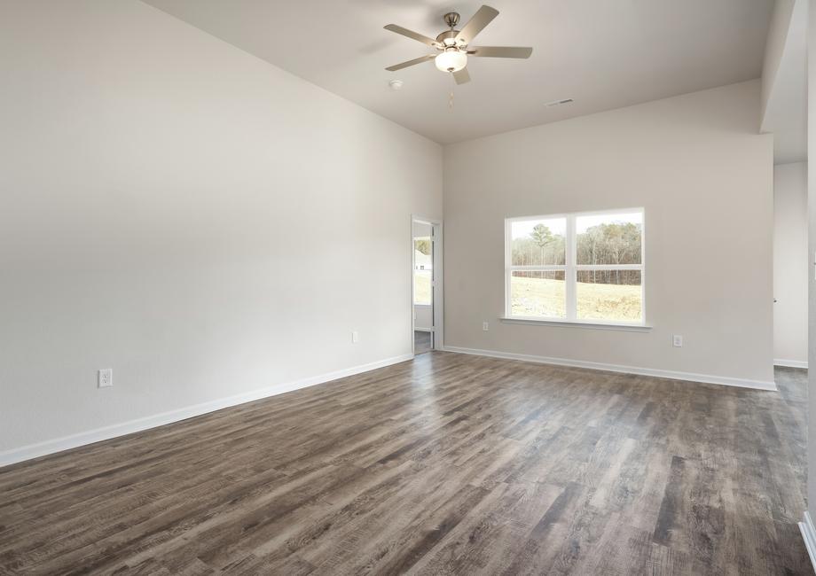 The family room offers plenty of space to spend time with family and friends