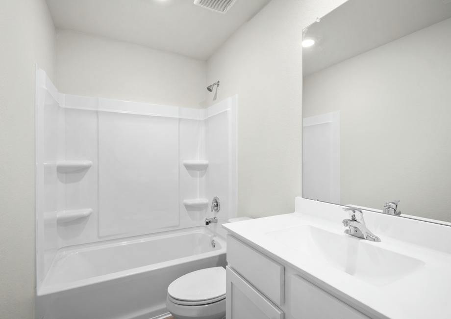 The master bathroom has a tub/shower combo.