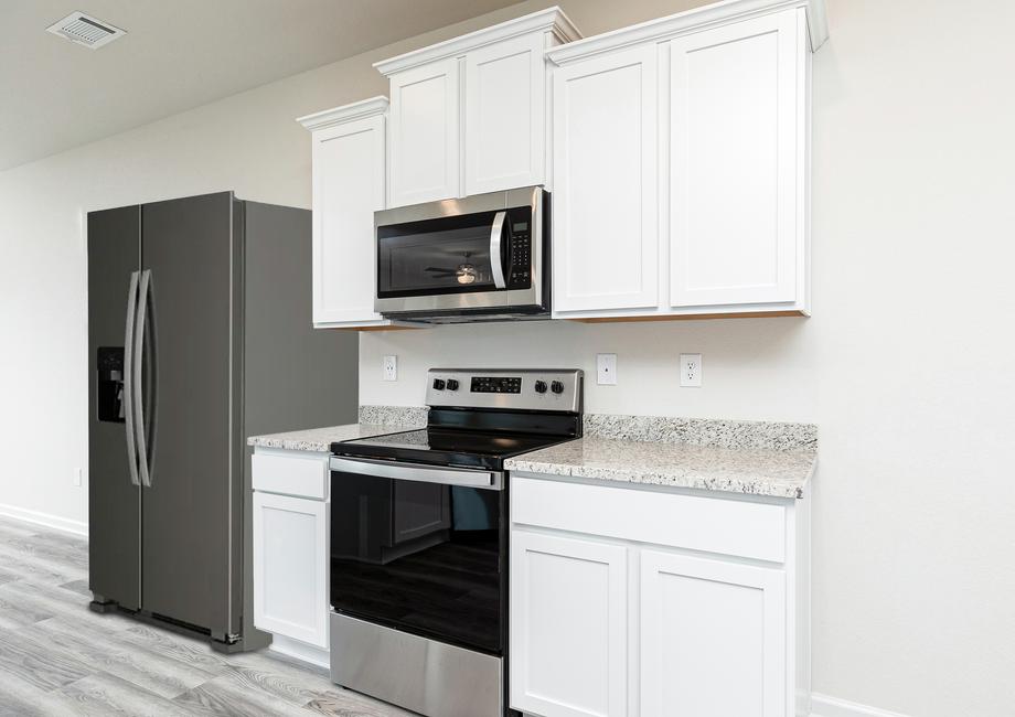 The Burton's kitchen comes full equipped with stainless-steel appliances