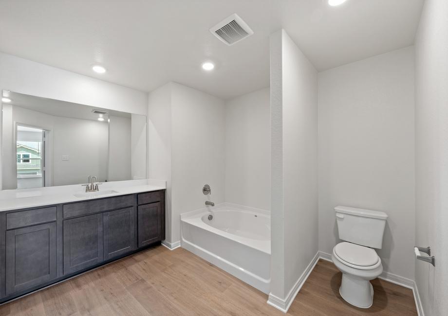 The master bathroom has a garden tub.