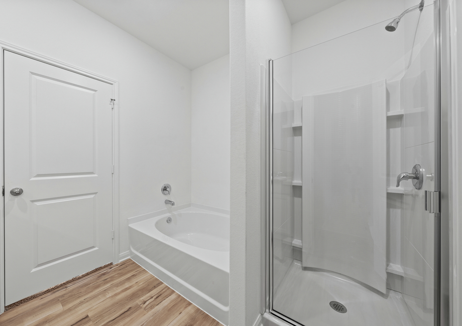 A step-in shower and tub in the master bathroom