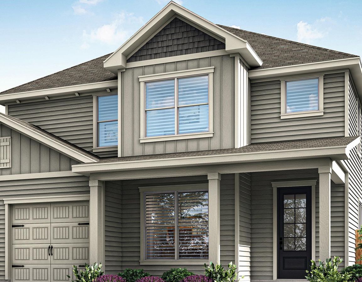 Rendering of the 5-bedroom Yoakum plan with a covered front porch.