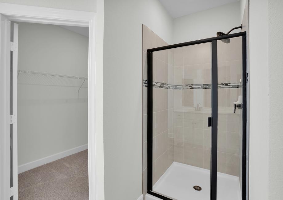 The master bath shower has beautiful tiling