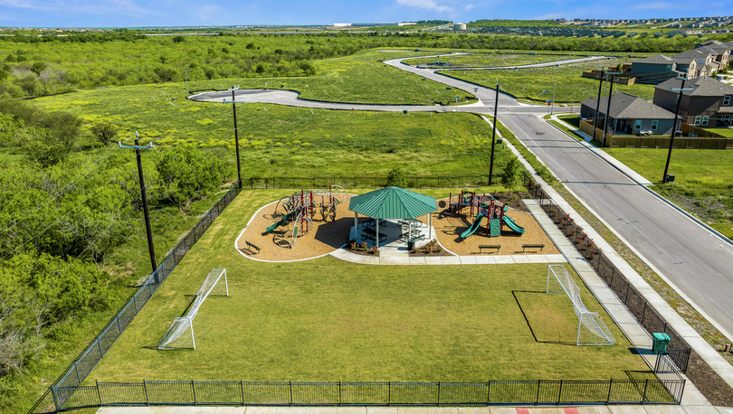 Aerial view of the park filled with amenities