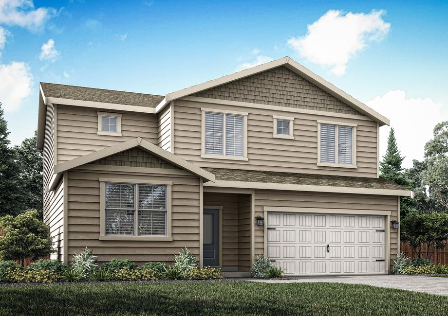 The Henry is a beautiful two story home with siding.