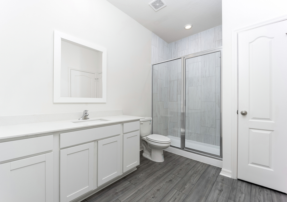 Master bathroom with a spacious step-in shower and vanity