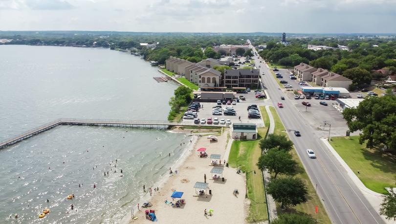 Aerial photo of Granbury Lake Beach.