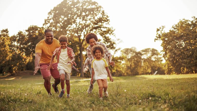 Family in a field