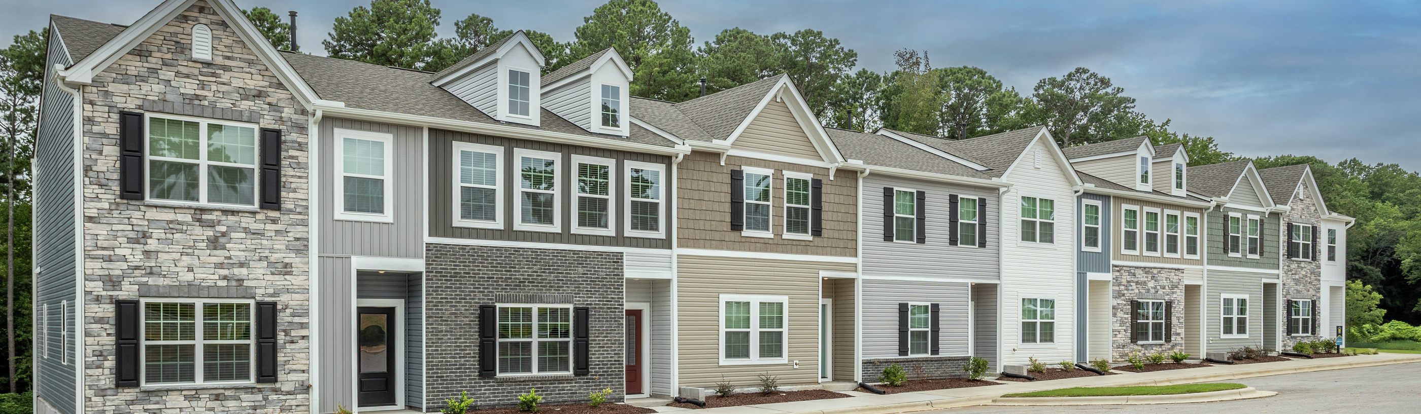 Angled-view of the Dagny townhome. 