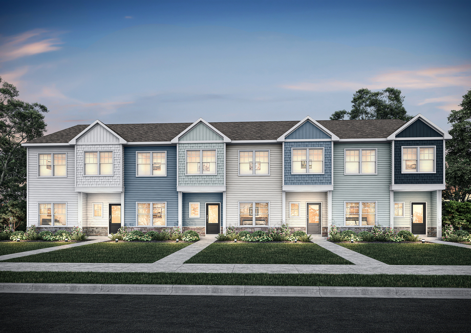 Angled view of the townhome units at Rhyne Court
