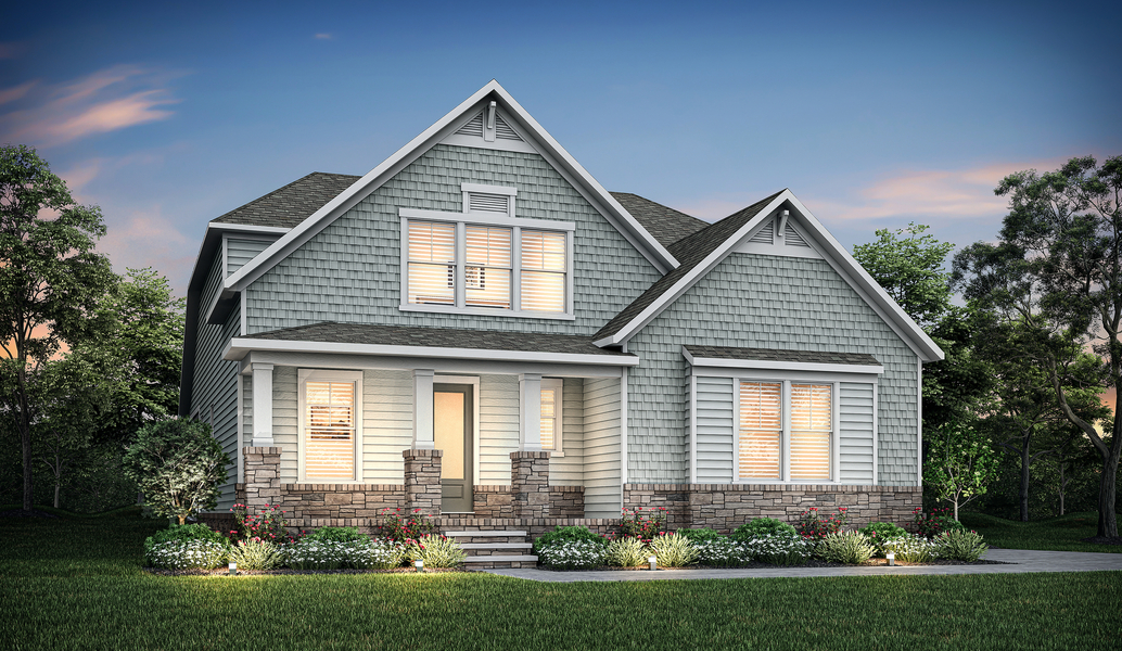 Dusk rendering of the Brentwood Elevation 3.