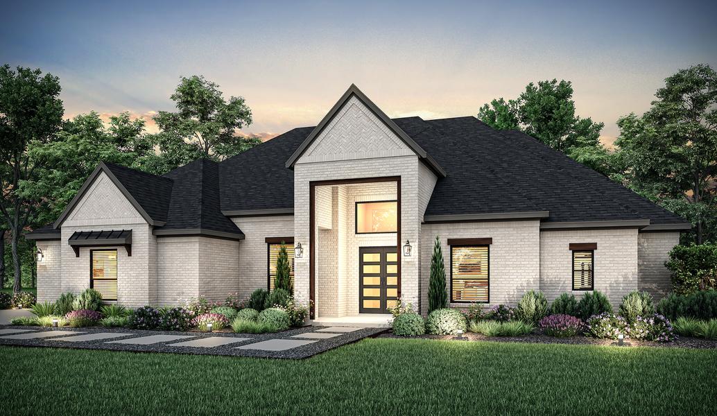 Dusk rendering of the one-story Timberline II.