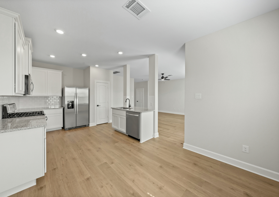 The dining room sits adjacent to the kitchen.