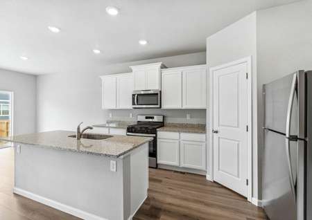 The kitchen in the Pike has energy-efficient appliances.