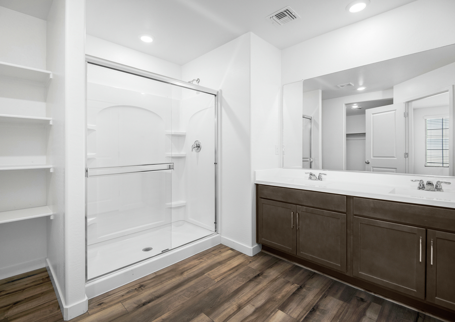The master bathroom has tons of storage and space for your everyday needs.