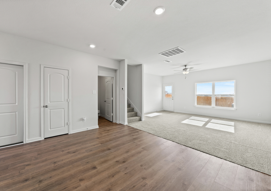 The dining room flows right into the family room.