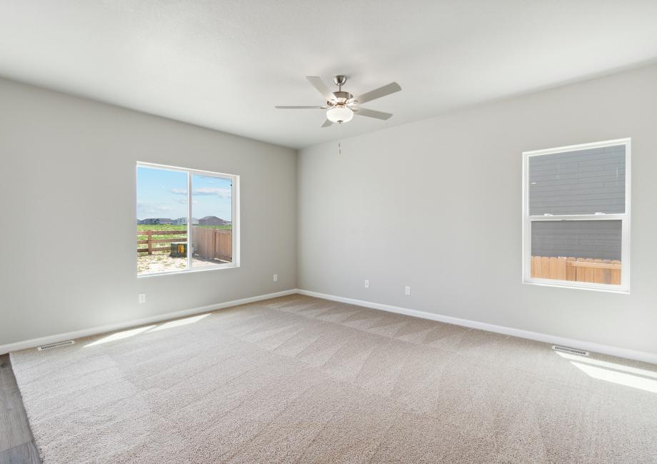 The family room is spacious and has plenty of room for furniture.