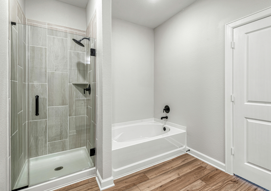 A soaker tub and step in shower in the master bathroom