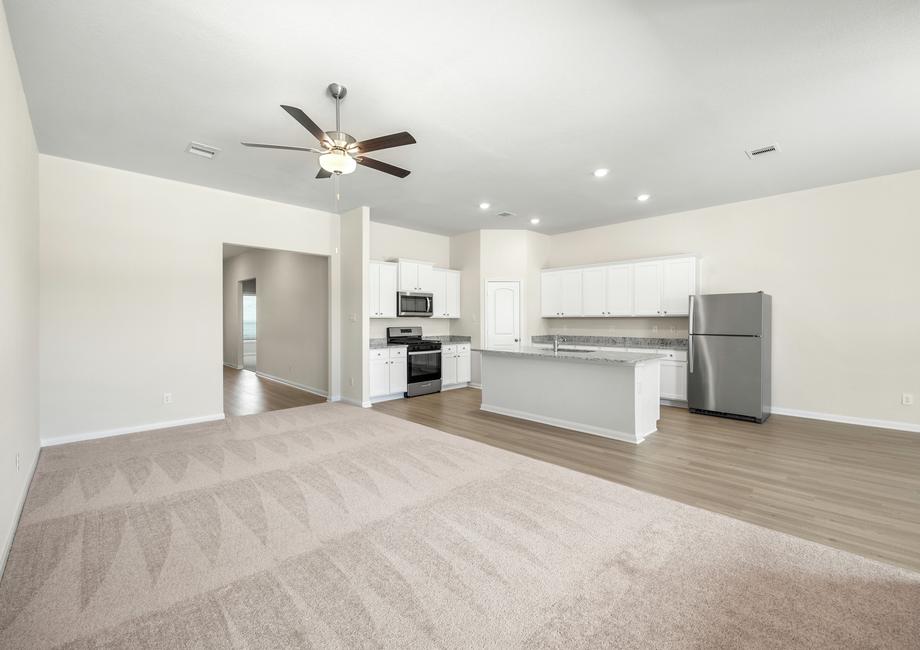 The Kendall has an incredible open layout with the kitchen open to the dining room and family room. 